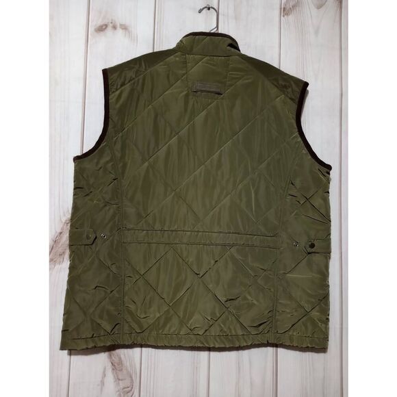 Fish Hippie Puffer Vest Mens Extra Large‎ Green Fleece Lined Corduroy Trim - Picture 2 of 8